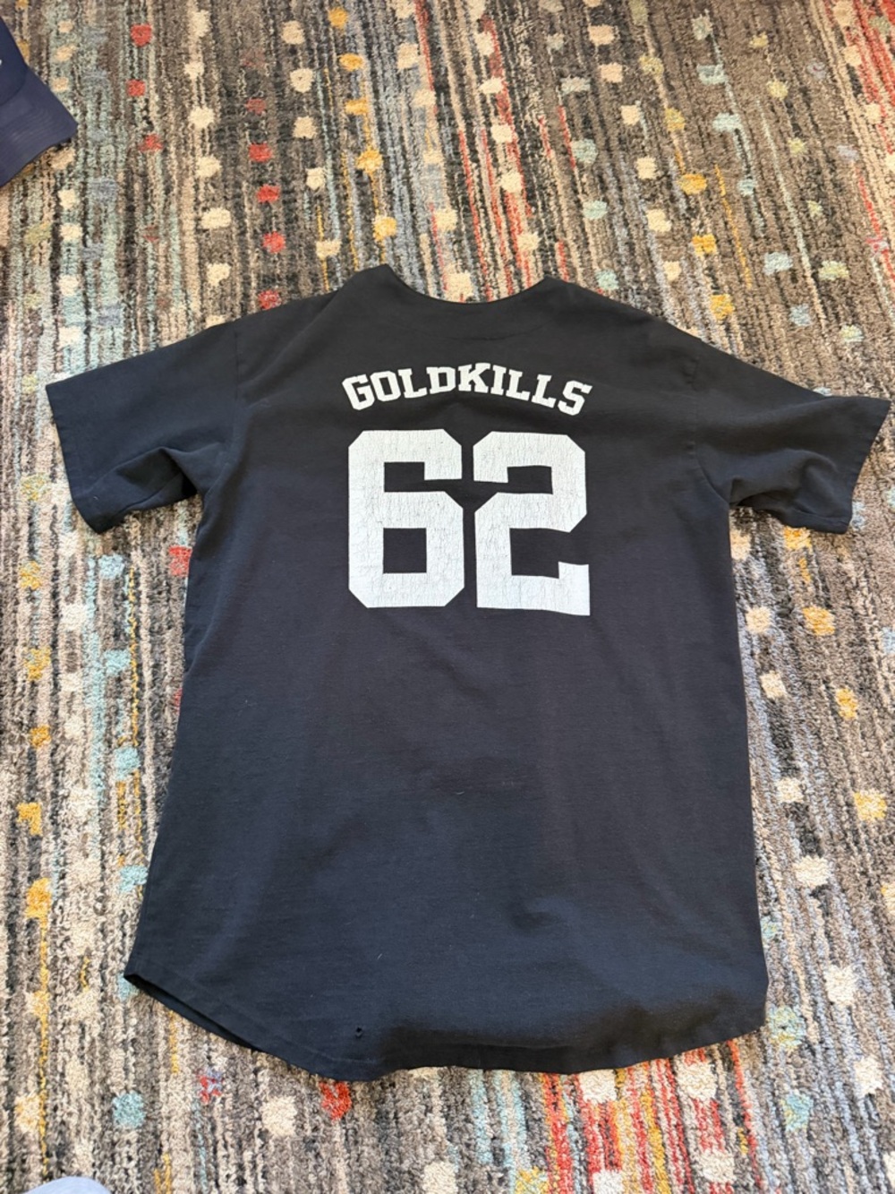 Men's Black Baseball-Style Shirt with '62' Detail